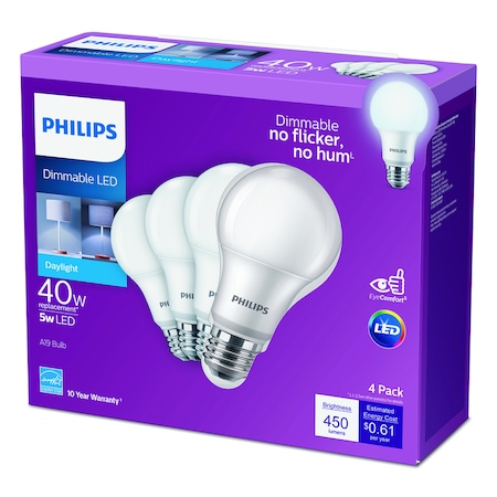 Philips LED A19 E26 40W DL 4PK 549766